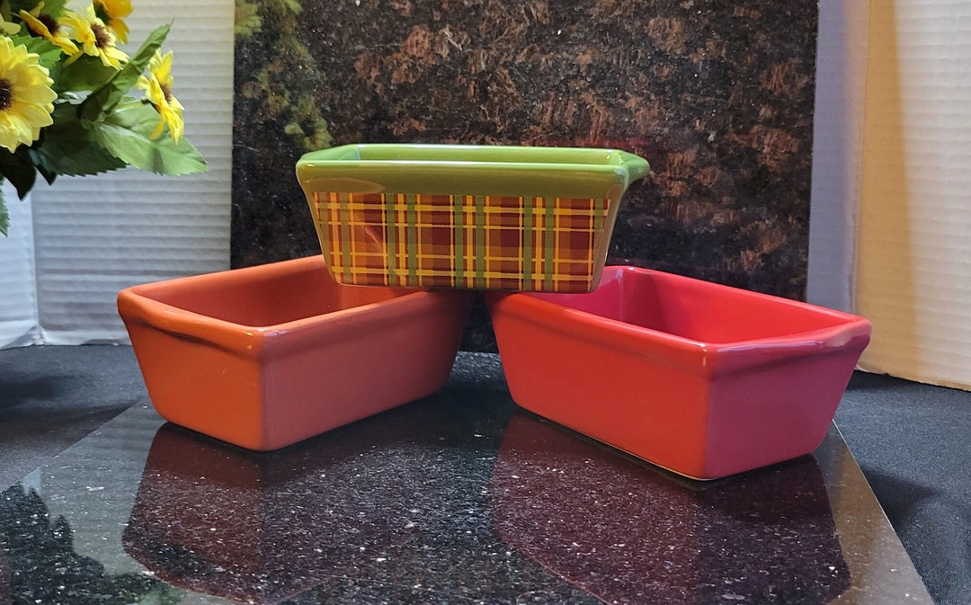 Vintage Christmas Ceramic Mini Loaf Pan Set of 3 Etsy