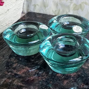 San Miguel Spain Recycled Green Teal Glass Candle Holder
