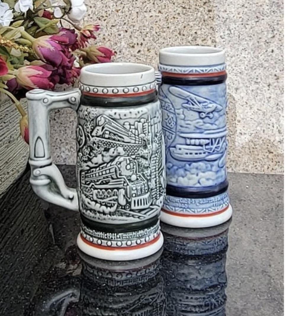 Avon Small Beer Stein /Tankard / Beer Mug - Set of 2