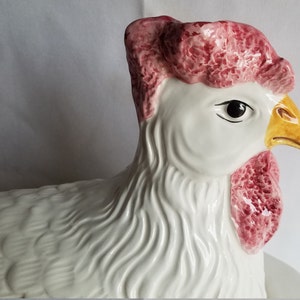White Hen/Chicken Vintage SOUP TUREEN w/Soup Ladle/Made in Italy image 3