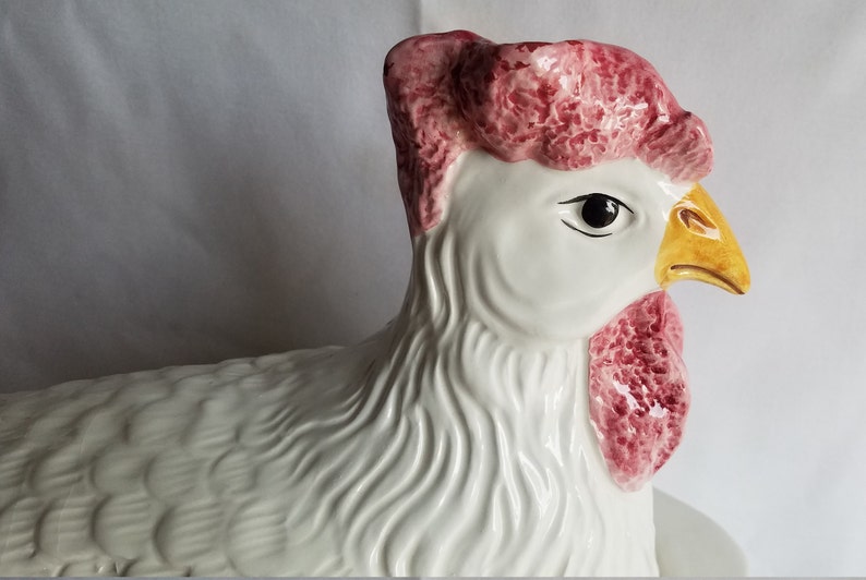 White Hen/Chicken Vintage SOUP TUREEN w/Soup Ladle/Made in Italy image 3