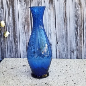 Cobalt Blue Bud Vase Light Swirl Pattern - 8&quot;H
