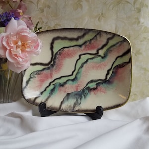 Vintage West Germany Rectangular Serving Plate / Abstract Art /456