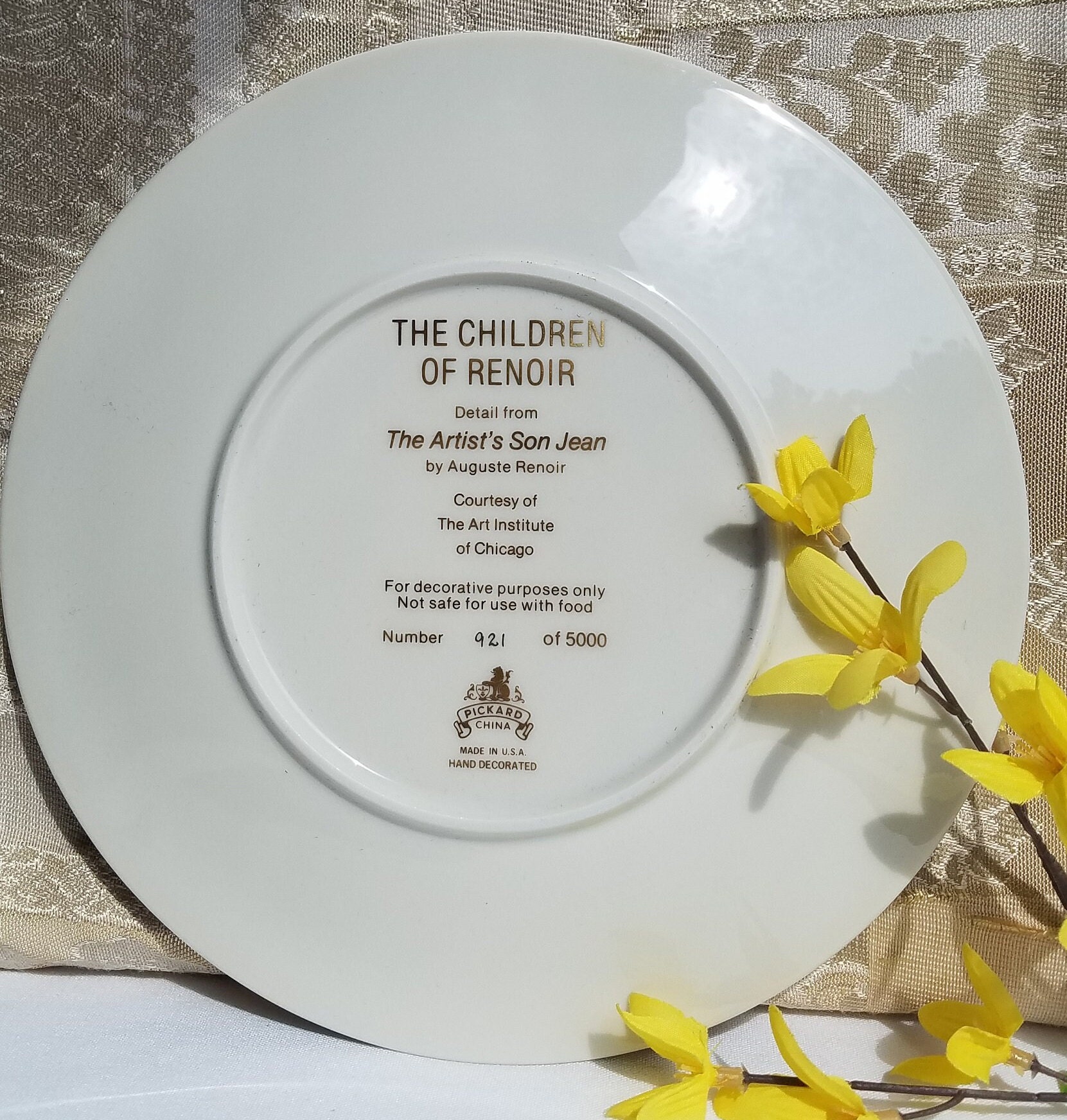 Renoir Collectible Plate: the Artist's Son Jean, Pickard China