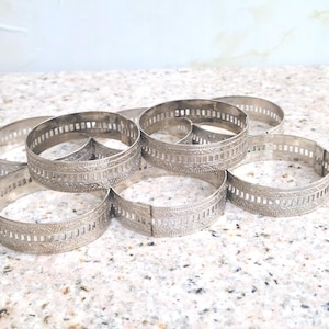 Vintage Stainless Steel Silver Napkin Holder - Set of 8