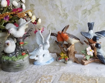 4 Variations of Vintage Ceramic Love Bird Figurine - Sold Individually