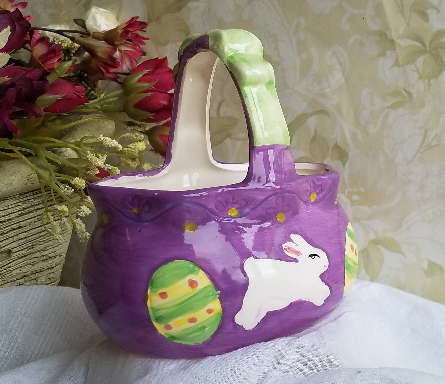 Ceramic Easter Basket With Handle Etsy