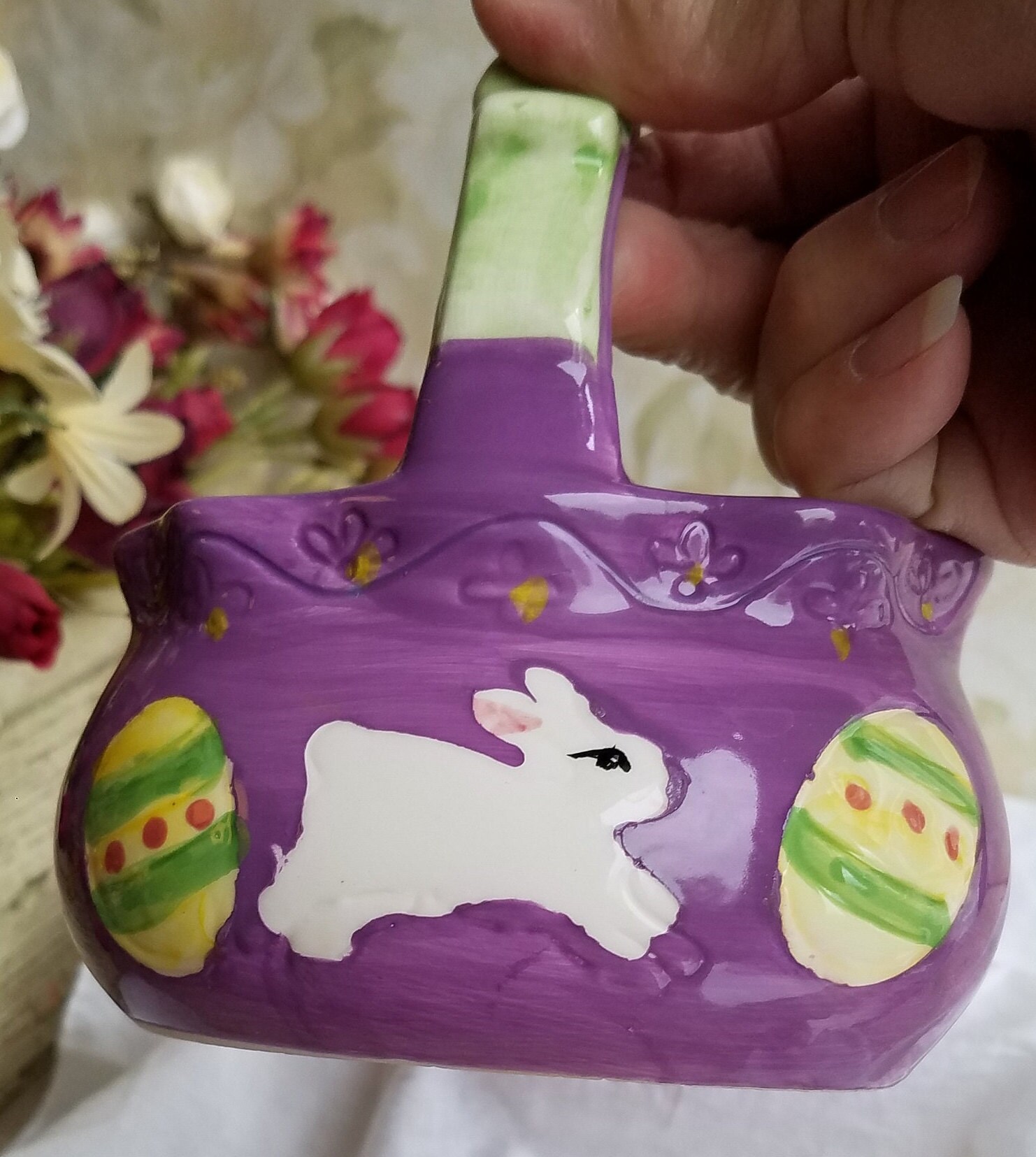 Ceramic Easter Basket With Handle Etsy