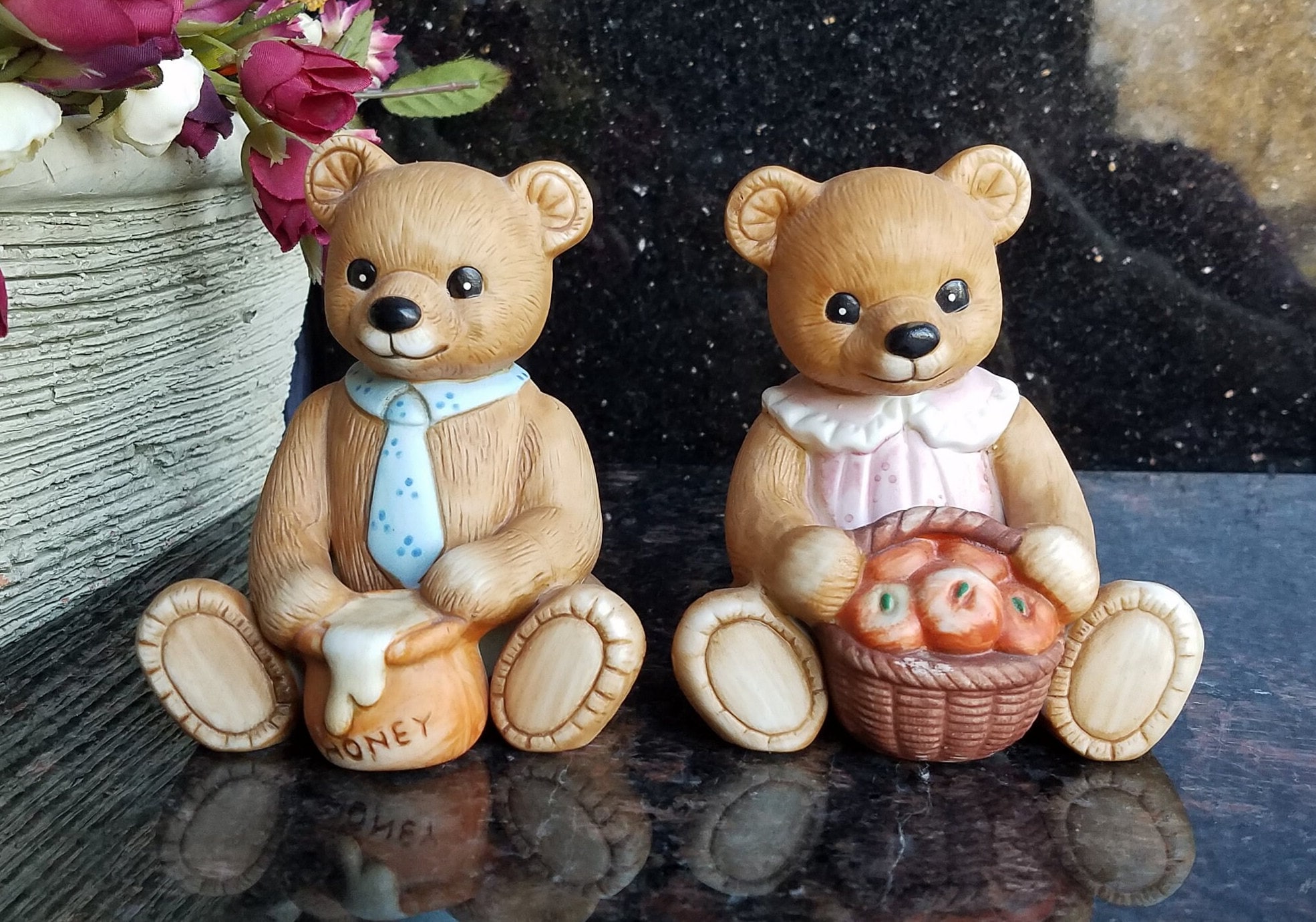 Adie & Lovekin作、1907年、バーミンガム製 銀製 置物 Vintage HOMCO Bear Figurine / Autumn Harvest Bear Figurine - (set