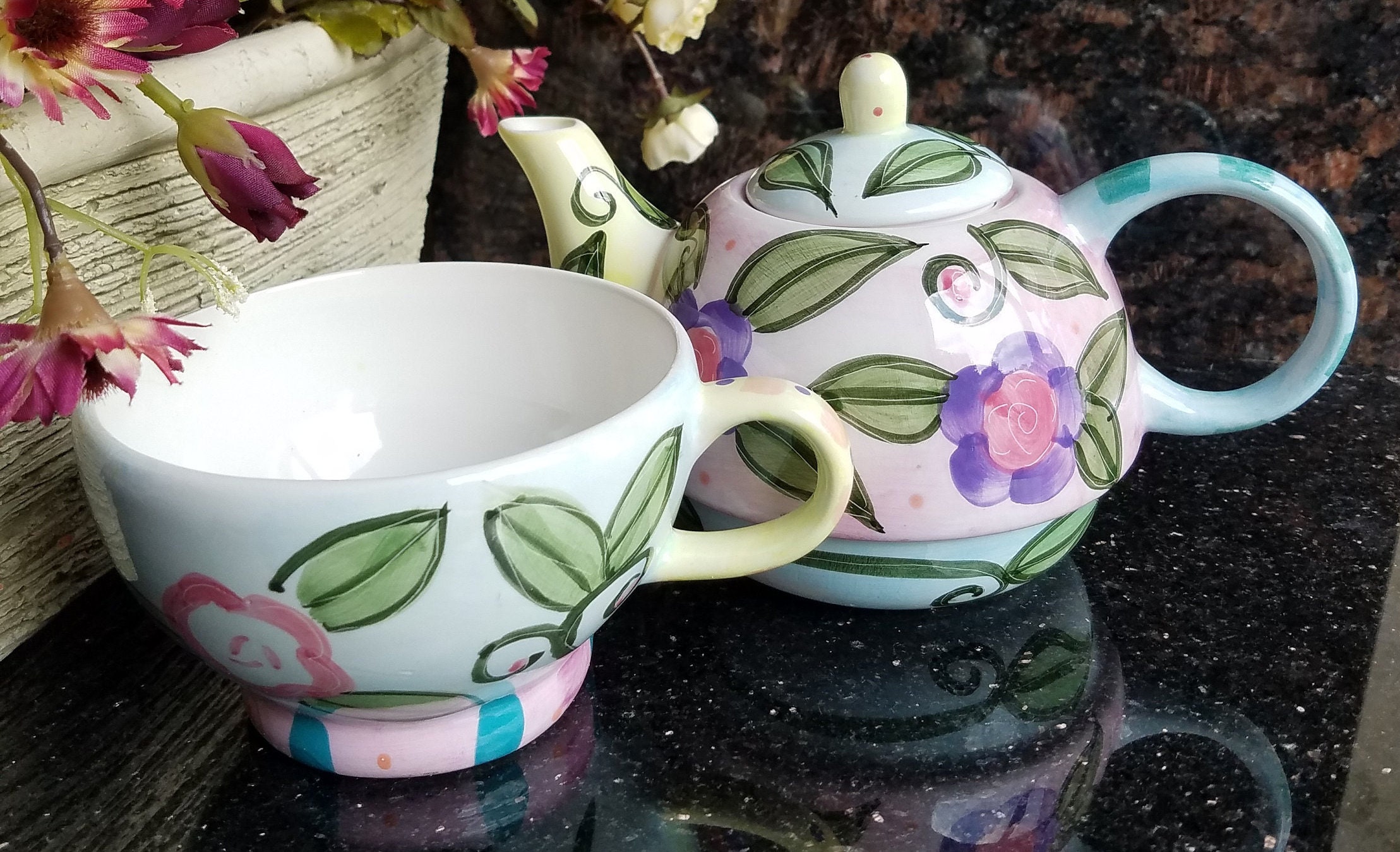 Vintage Single Serving Teapot and Teacup Set Etsy