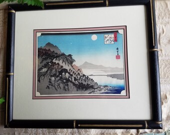 Utagawa (Andoh) Hiroshige Hand Print Wood Block/Black Frame depict Bamboo Wood