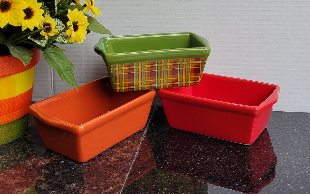 Vintage Christmas Ceramic Mini Loaf Pan Set of 3 - Etsy