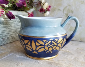 Vintage Blue and Gold Creamer Jarra / Cafetera Creamer Jarra
