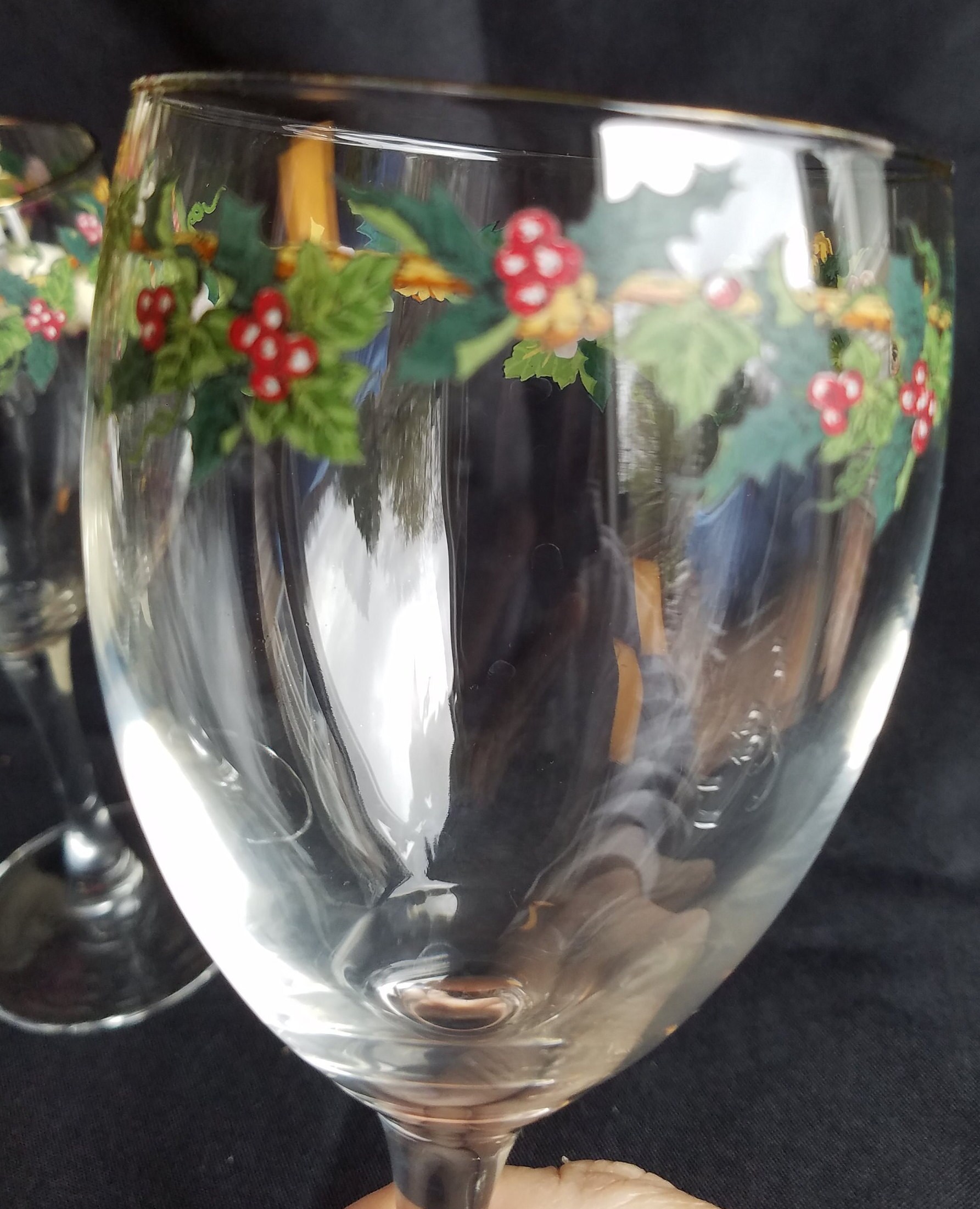 Vintage Christmas Wine Glasses Set of 4 Etsy