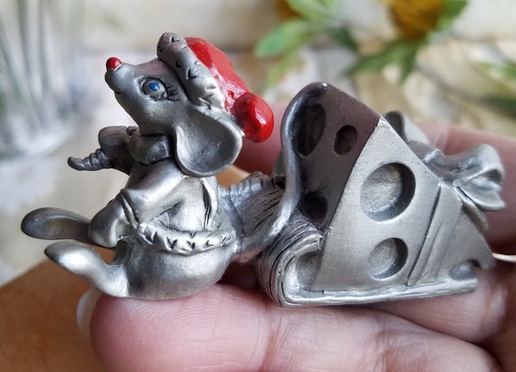 Selangor Pewter ネズミ置物 Pewter Mouse Figurine, Hand Painted Miniature, Selangor Fine