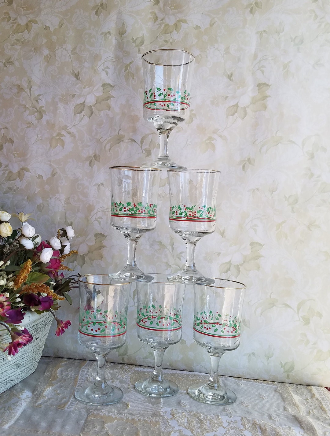 Vintage Arby's 1986 Christmas Collection Wine Glasses - Set of 6 - Etsy