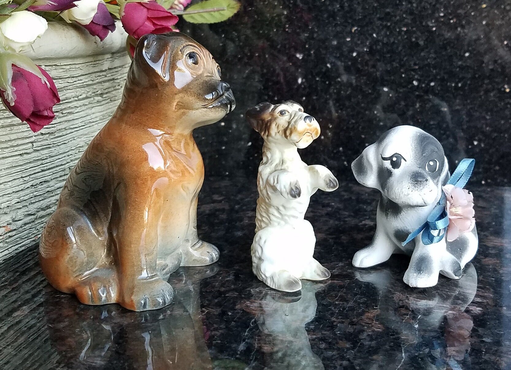 Vintage Ceramic Dog Figurine - Set of 3 - Etsy