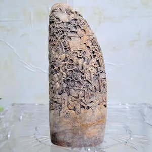 Vintage Carved Stone Slab Stamped Seal Signet (Chinese Chop Seal) -  6.25&quot;H