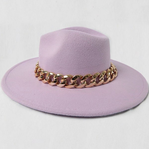 Lilac Chain Felt Fedora Hat