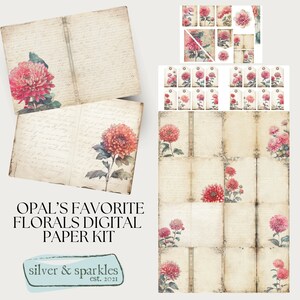 ¡Las flores favoritas de Opal!  Papeles digitales de diario basura imprimibles