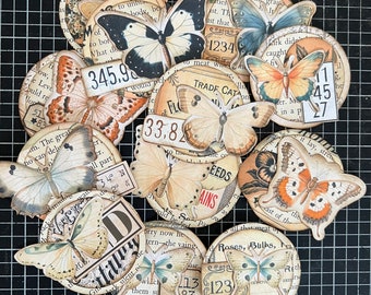 Set of 12 Circle Butterfly tags!