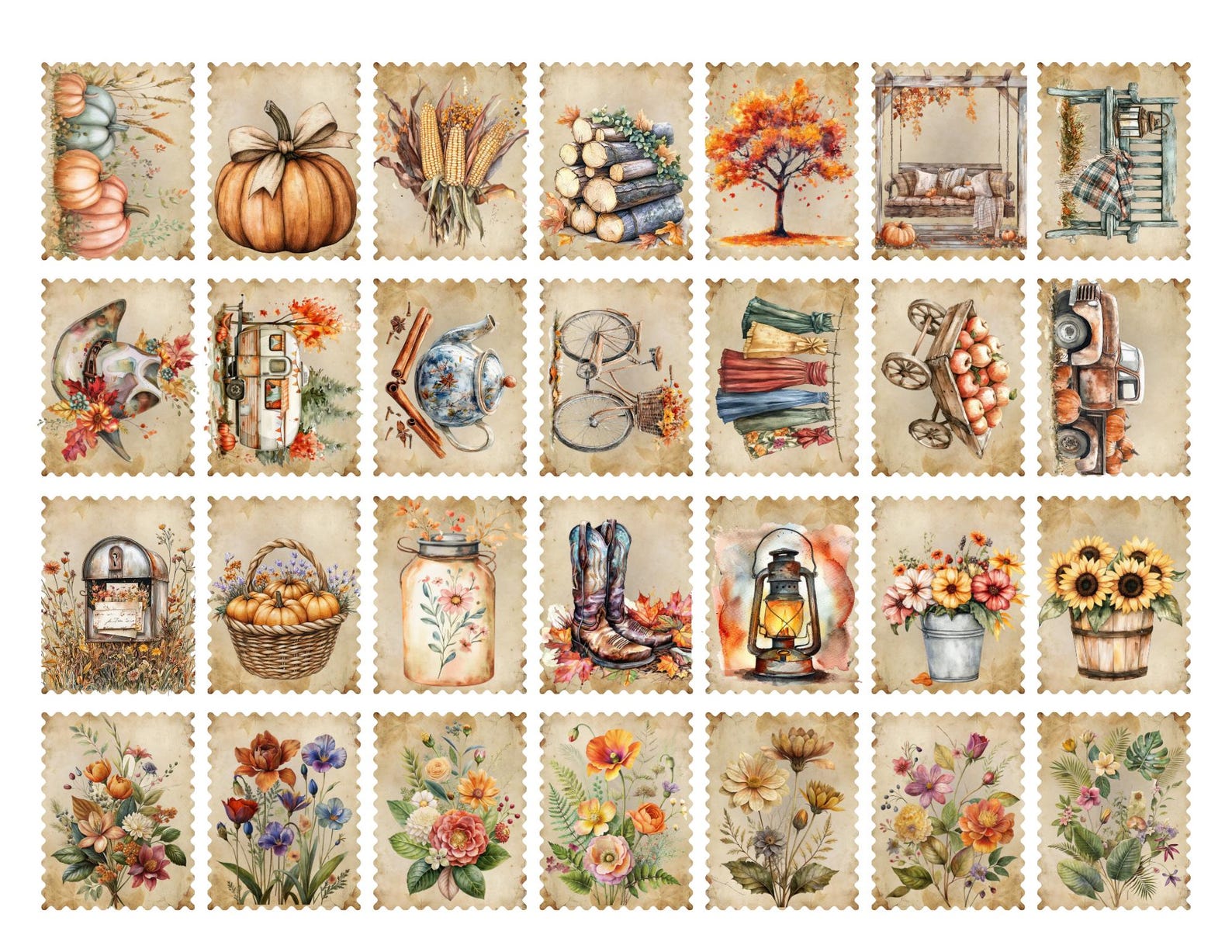 Autumn Charm Junk Journal Kit! Digital Papers and Ephemera Printable - Etsy