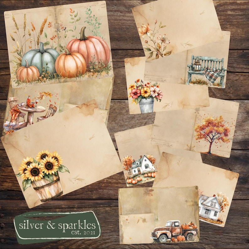 Autumn Charm Junk Journal Kit! Digital Papers and Ephemera Printable - Etsy