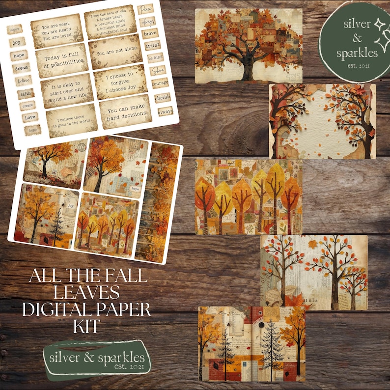 All the Fall Leaves Junk Journal Kit! Digital Papers and Ephemera ...