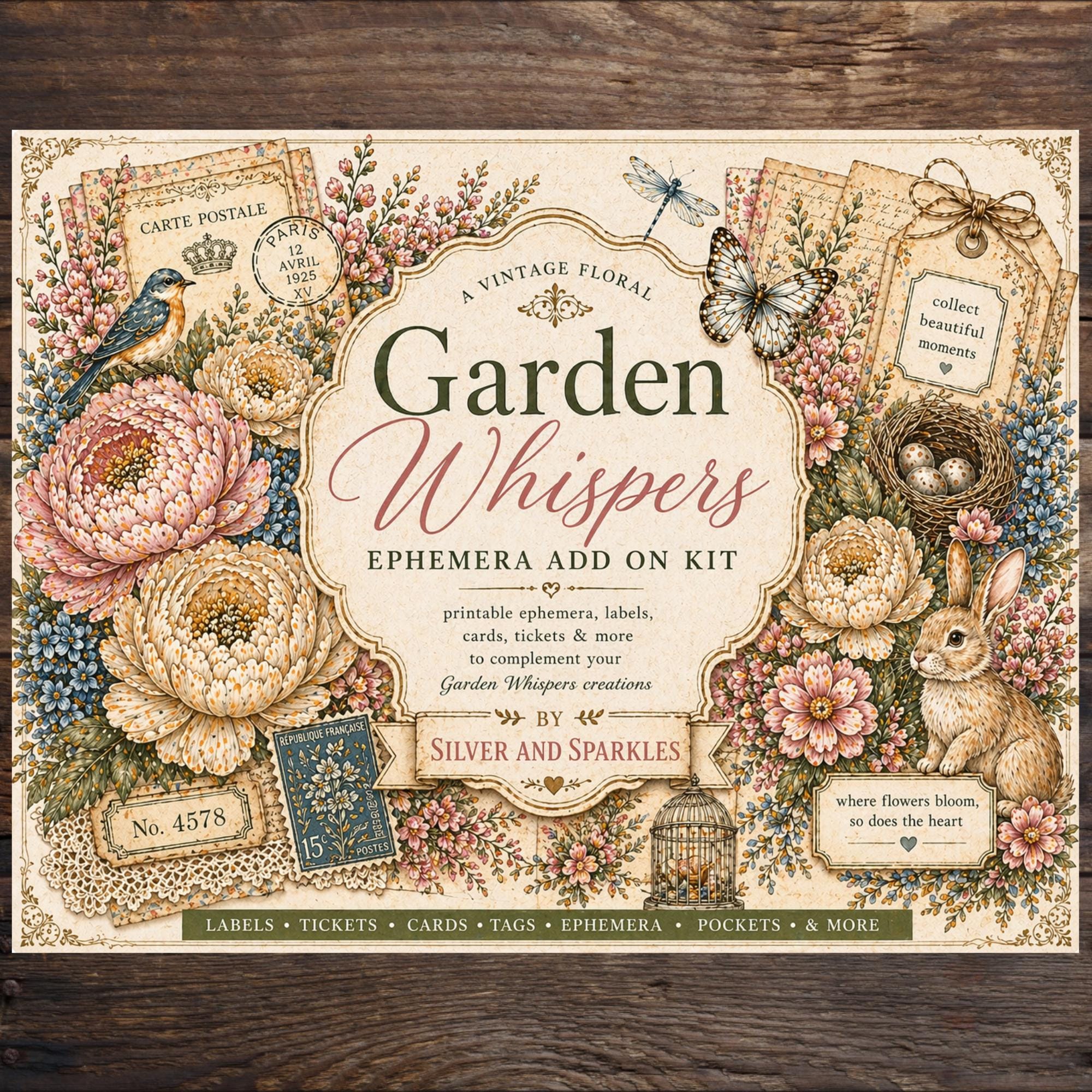 Garden Whispers Ephemera ADD ON Kit | Printable | Junk Journal Labels ...