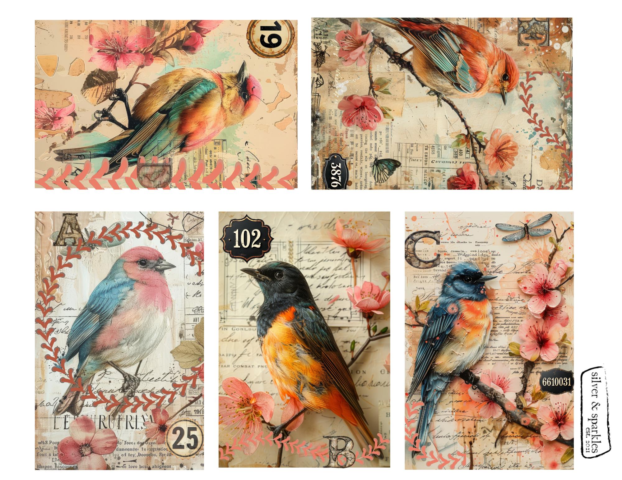 Vintage Love Birds Junk Journal Kit: Printed Paper Pack - Etsy