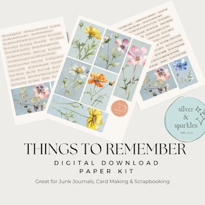 Kit om te onthouden! Woorden en bloemen voor junkjournal in TWEE fantastische LETTERTYPEN
