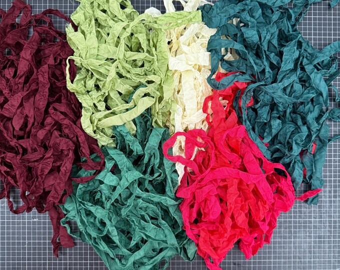 Hand Dyed & Crinkled Seam Binding Ribbon Six Yards in Six Beautiful ...