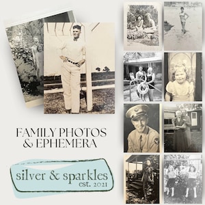 Foto di famiglia d'epoca e oggetti effimeri! Carta digitale stampabile per il diario di spazzatura