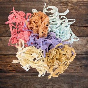 Hand Dyed & Crinkled Seam Binding Ribbon Six Yards in Six Gorgeous Colors! Perfect for Paper Crafts and Gifts!