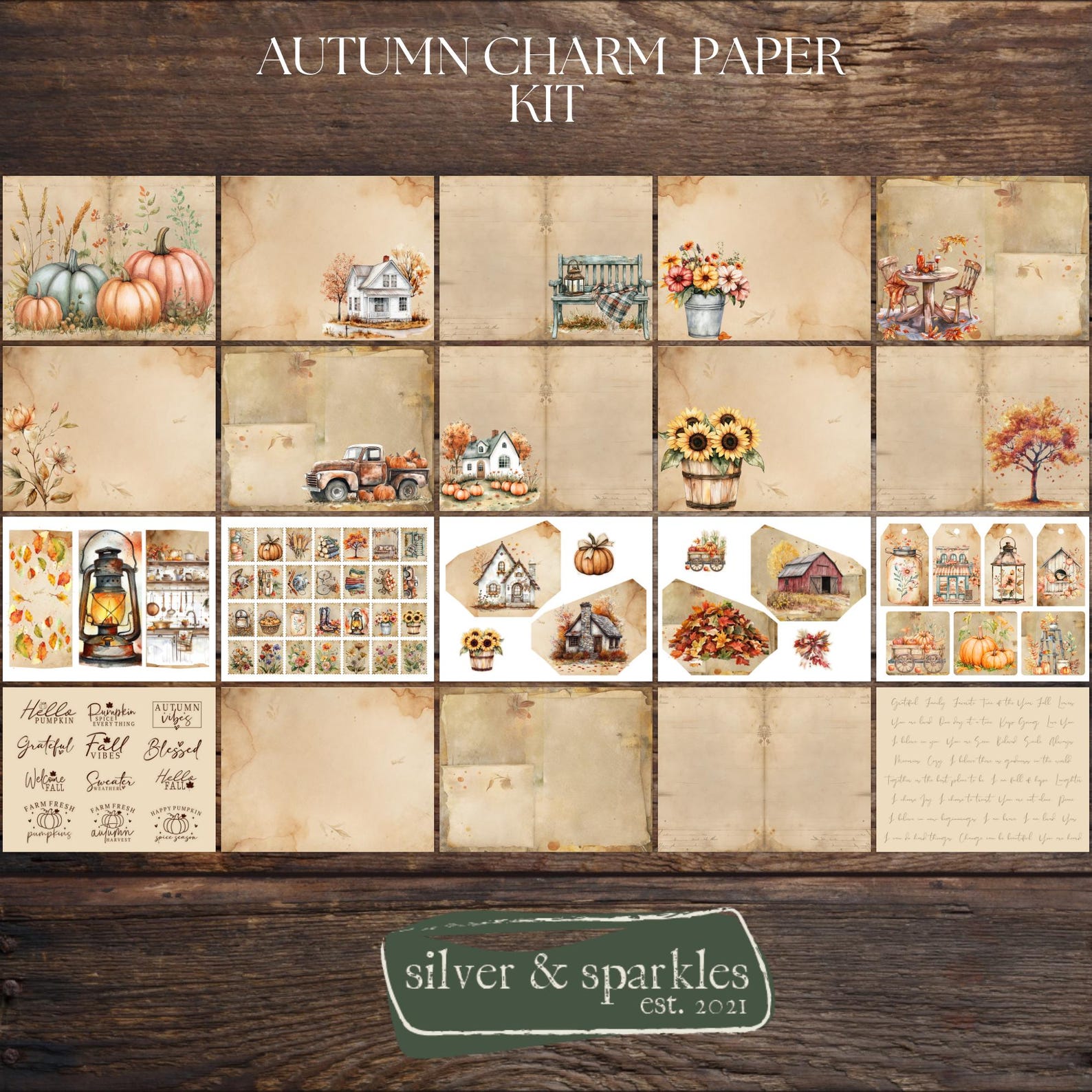 Autumn Charm Junk Journal Kit! Digital Papers and Ephemera Printable - Etsy