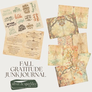 Herbst Dankbarkeit Junk Journaling Kit!  Digitale Papiere, Ephemera, Journaling Prompts! Druckbar