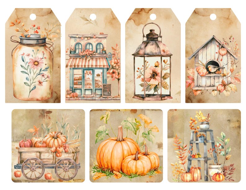 Autumn Charm Junk Journal Kit! Digital Papers and Ephemera Printable - Etsy