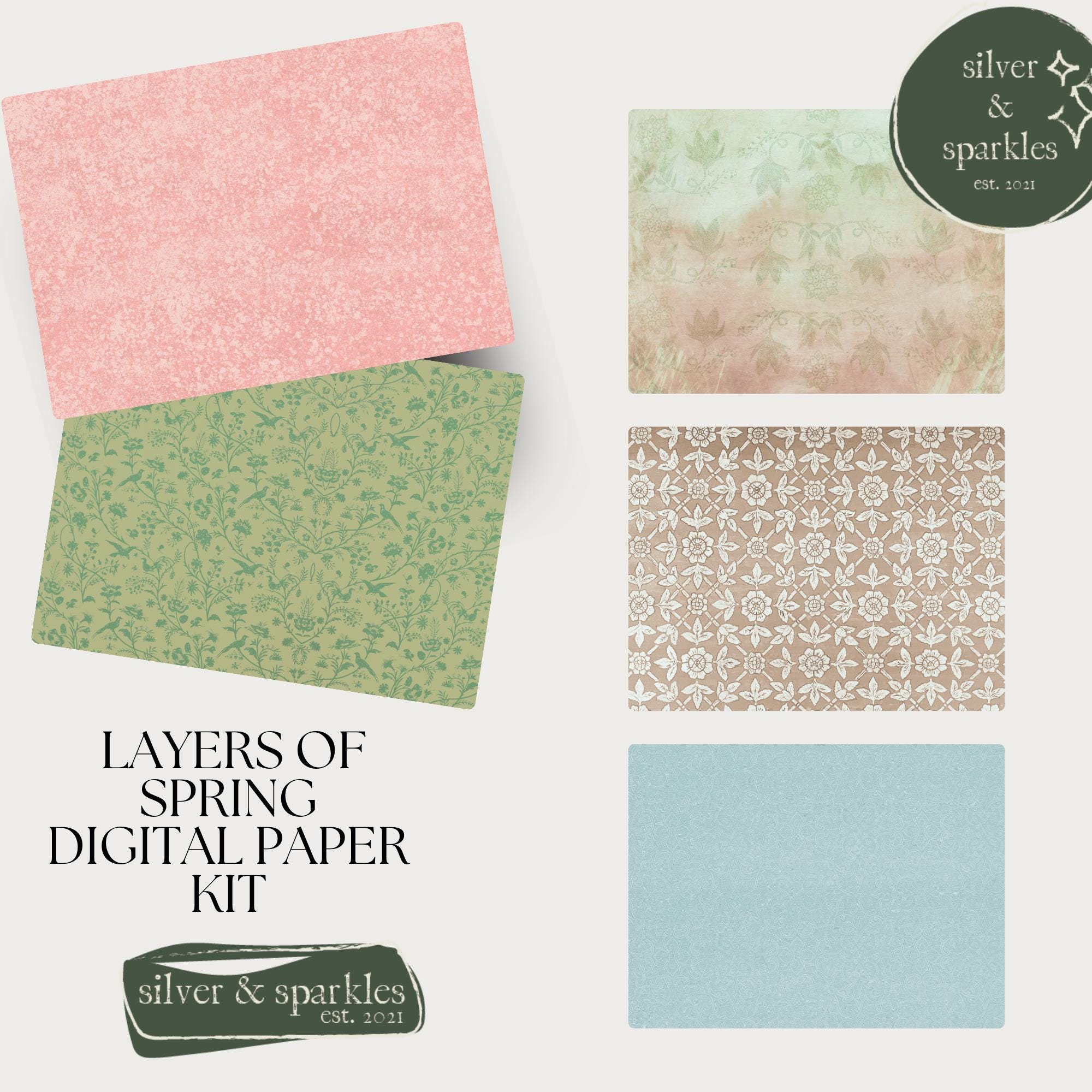 Layers of Spring! Junk Journaling Digital Papers & Ephemera Printable ...