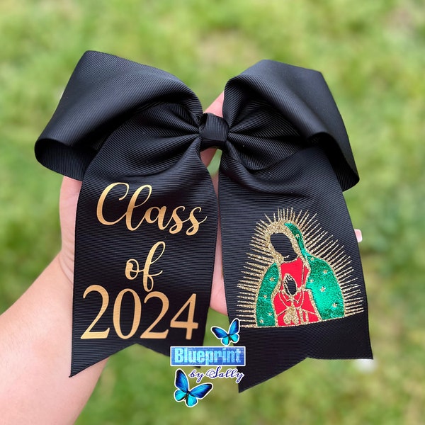 Graduation Bow, Virgencita Grad Cap Bow, Class of 2024, Gradcap Bow, Graduation Accessory, 2024 Graduation, Virgin Mary Bow