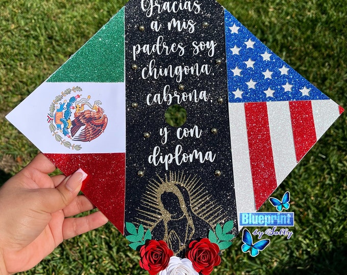 Mexico and US Flag Grad Cap, First Generation Grad Cap, Custom Grad ...