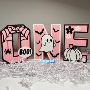 Gruseliges 3D-Buchstaben, gruseliges Thema, rosa Halloween, gruseliges Mädchen, gruseliges Dekor, Boo-Party, kleines Boo-Partydekor