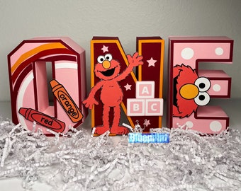 Pink Elmo Theme 3D Letters, Girl Elmo Theme, Elmo’s Word, Pink Sesame Street, Girl Elmo’s World, Pink Elmo Party Decor, Elmo 1st Birthday