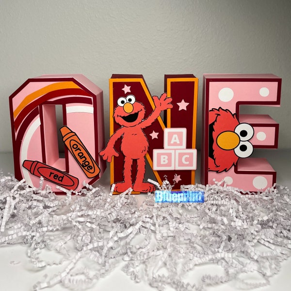 Pink Elmo Theme 3D Letters, Girl Elmo Theme, Elmo’s Word, Pink Sesame Street, Girl Elmo’s World, Pink Elmo Party Decor, Elmo 1st Birthday