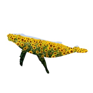 Sunflower Whale Sticker/ PNW Super Matte Sticker/ Humpback Whale Silhouette Decal