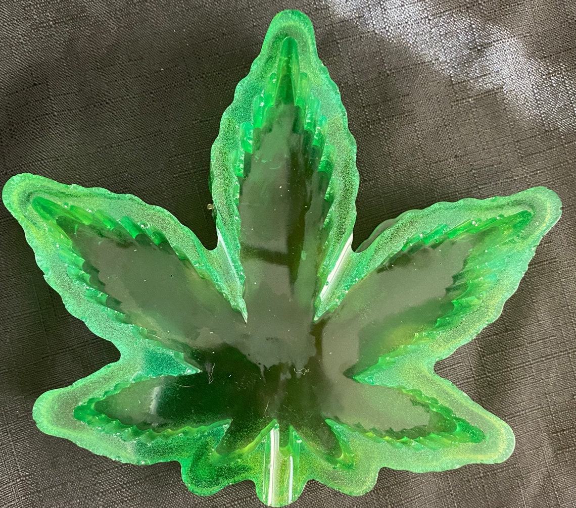 Large Handmade resin marijuana pot leaf ashtray Green. Etsy