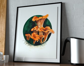 Pilz Kunstdruck digitaler Download, Botanische Aquarellmalerei, Natur Illustration Geschenkidee für Mykologie Liebhaber