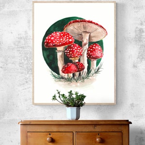 Mushroom Aesthetic Wall Art Print Cottagecore Botanical - Etsy
