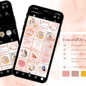 peachy pink instagram post templates