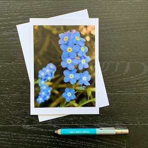 Forget Me Nots Carte de vœux | Oubliez-moi pas | carte de vœux florale | Cartes de vœux botaniques | Cartes vierges | Cartes notes bleues