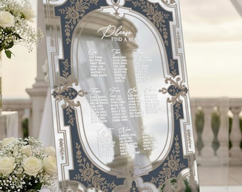 Custom Acrylic Mirror Wedding Seating Chart Sign: Old Money Style Entrance Decor - Seville Collection